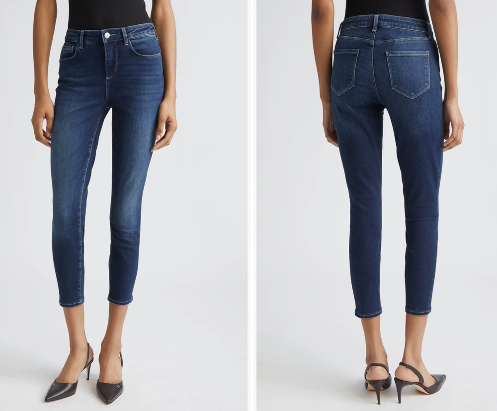 L'AGENCE Margot Bolton High Rise Cropped Skinny Jeans 26 Medium Wash Stretch